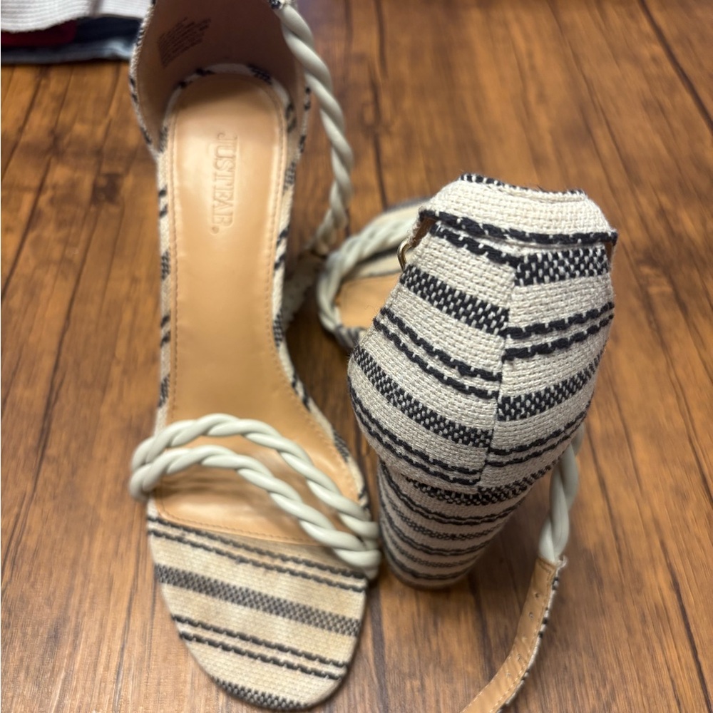 JustFab Black and Cream Striped Heels